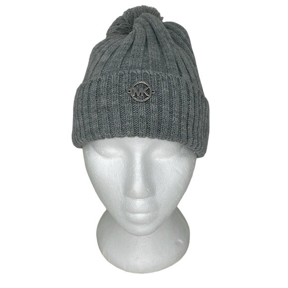 Michael Michael Kors Beanie NWT Grey Knit Hat with Pompom Winter Snow - Picture 4 of 10